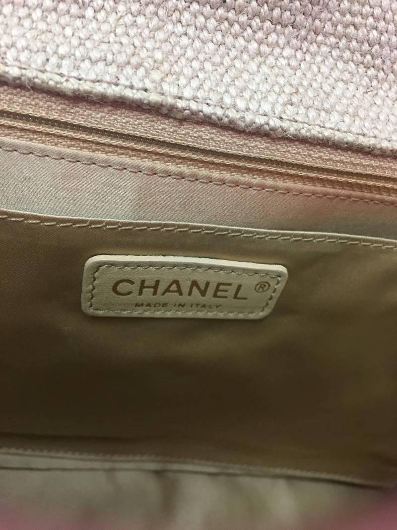 Women's Chanel Tan Quilted Soft Raffia Woven Jumbo Classic Flap Shoulder Bag 