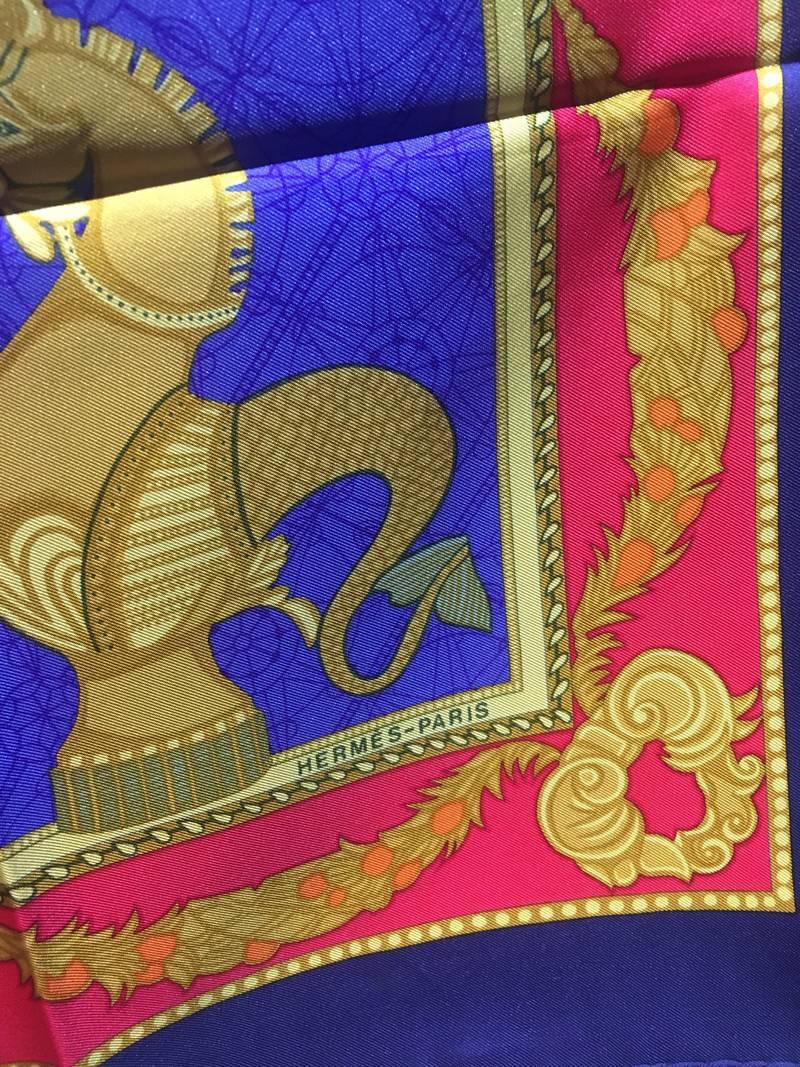 Hermes Vintage Les Bisson de Venise Silk Scarf, circa 1980s In Excellent Condition In Philadelphia, PA