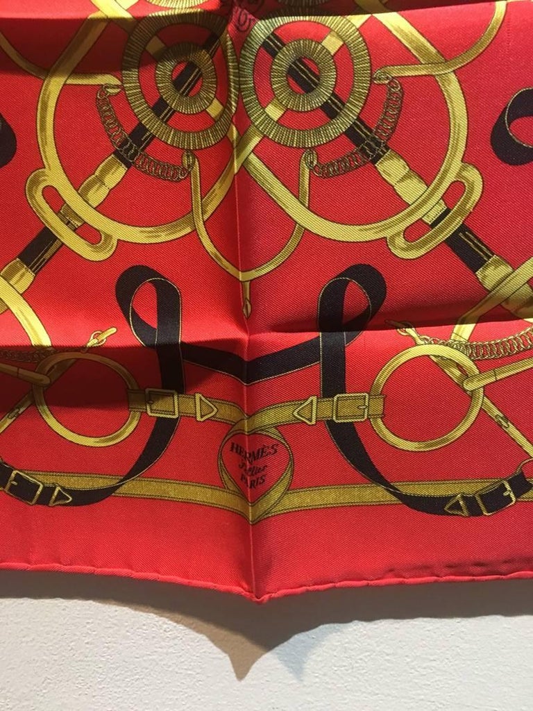 Hermes Vintage Eperon d'Or Silk Pocket Square Handkerchief For Sale at ...
