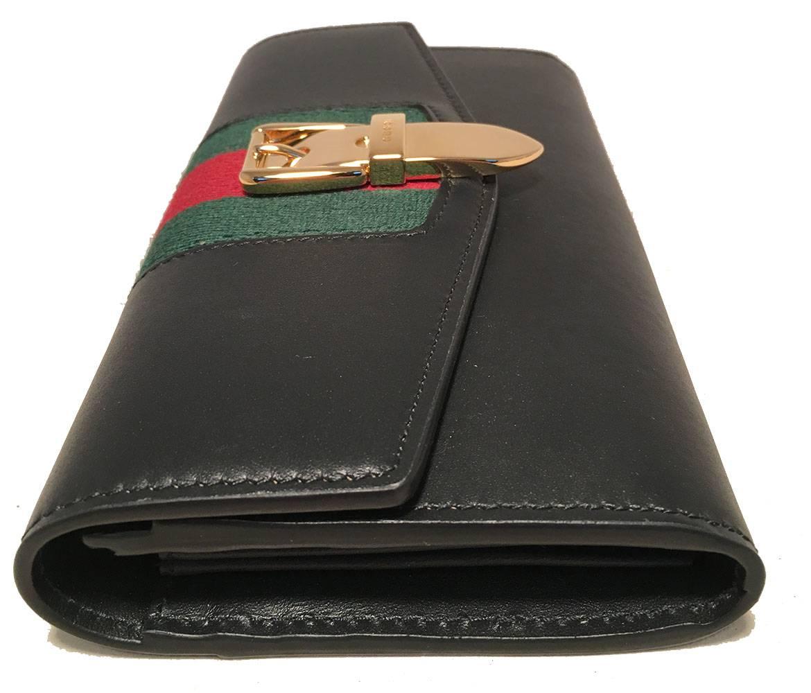 Black Gucci Navy Blue Leather Long Sylvie Wallet