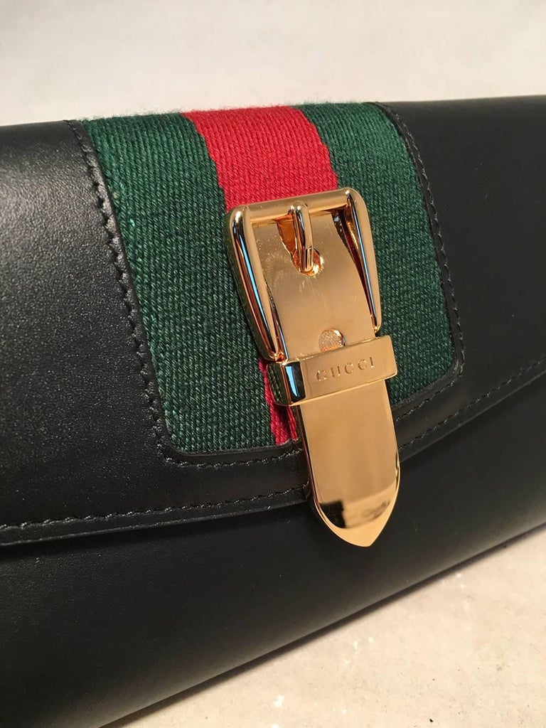 Gucci Navy Blue Leather Long Sylvie Wallet For Sale at 1stdibs