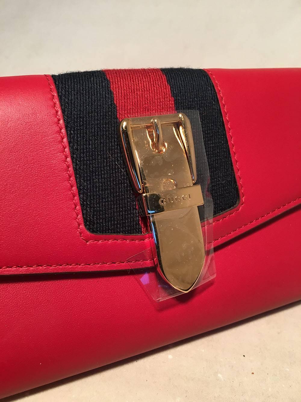 Gucci Red Leather Long Sylvie Wallet 1