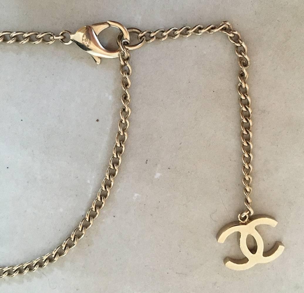 Chanel Silver Coco Chanel Chain Necklace with Enamel Woman Charm In Excellent Condition In Philadelphia, PA