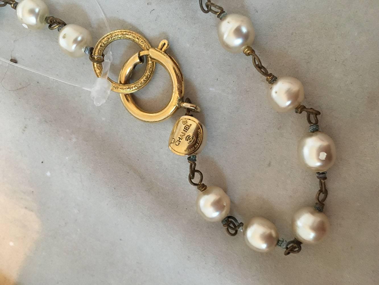 Women's Chanel Vintage Pearl and Small Crystal Beaded Necklace