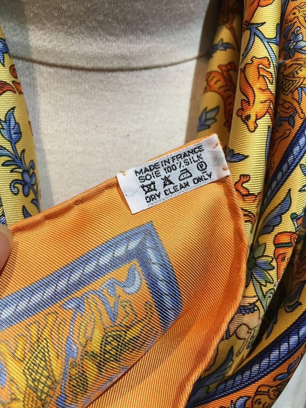 Hermes Vintage Chasse en Inde Orange Silk Scarf  In Excellent Condition In Philadelphia, PA