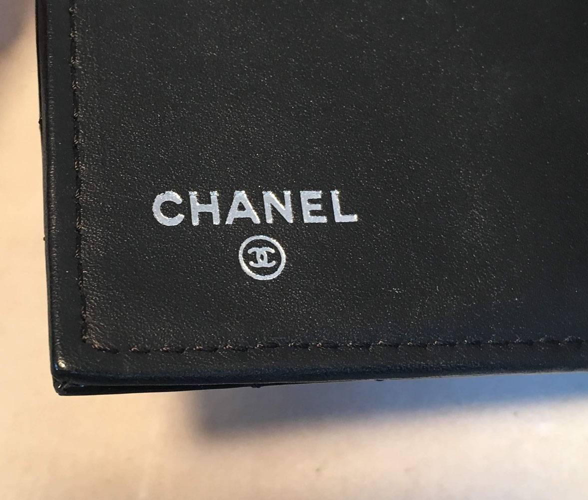 Chanel Black Patent Quilted Tri Fold Wallet 2