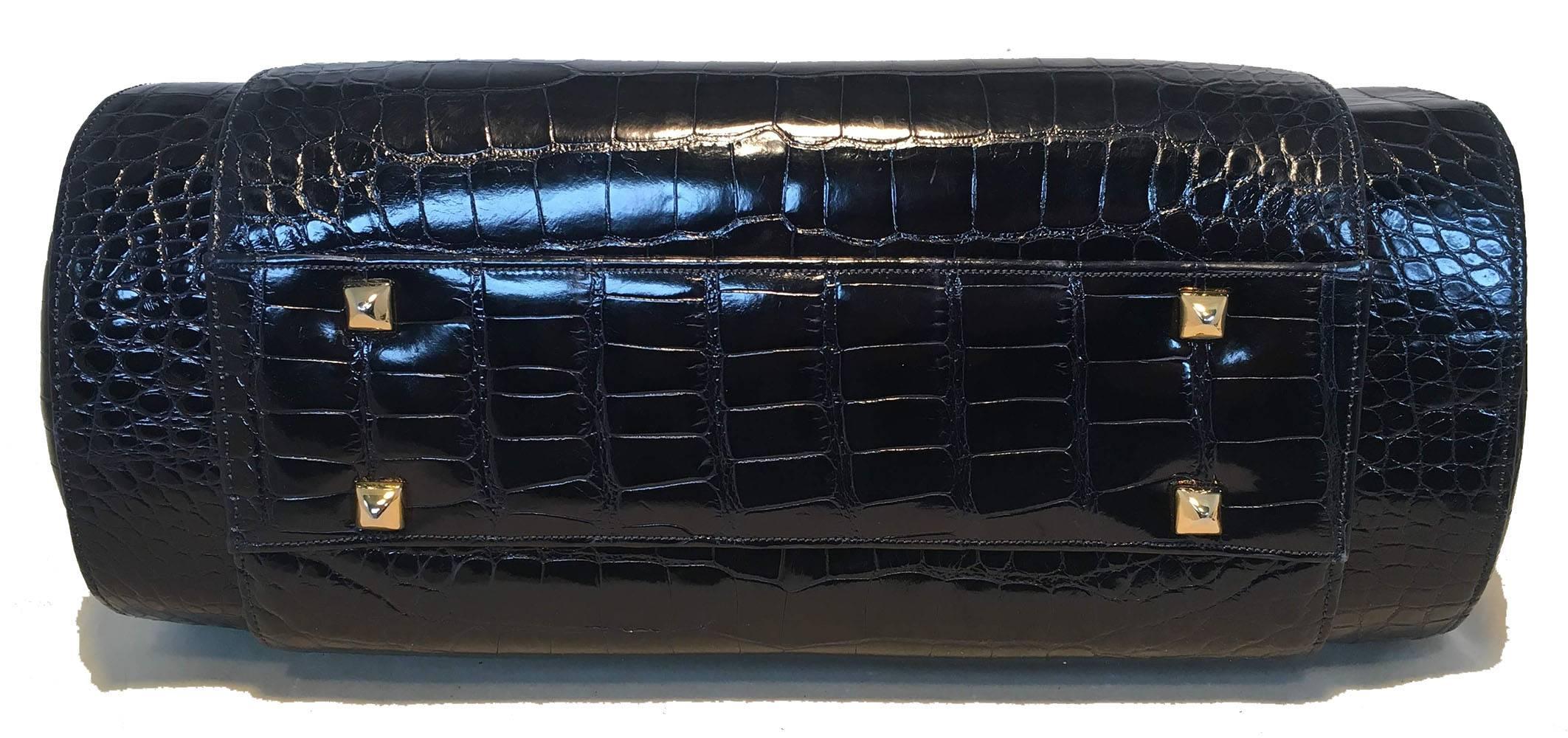 Judith Leiber Vintage Navy Blue Alligator Handbag with Lapis Detail In Excellent Condition In Philadelphia, PA