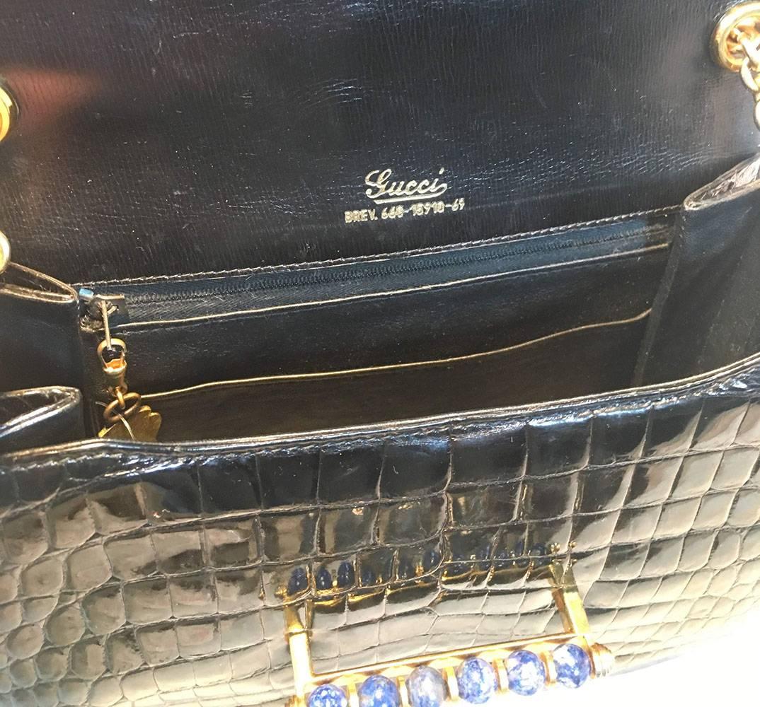 Gucci Vintage Navy Blue Alligator Shoulder Bag 1