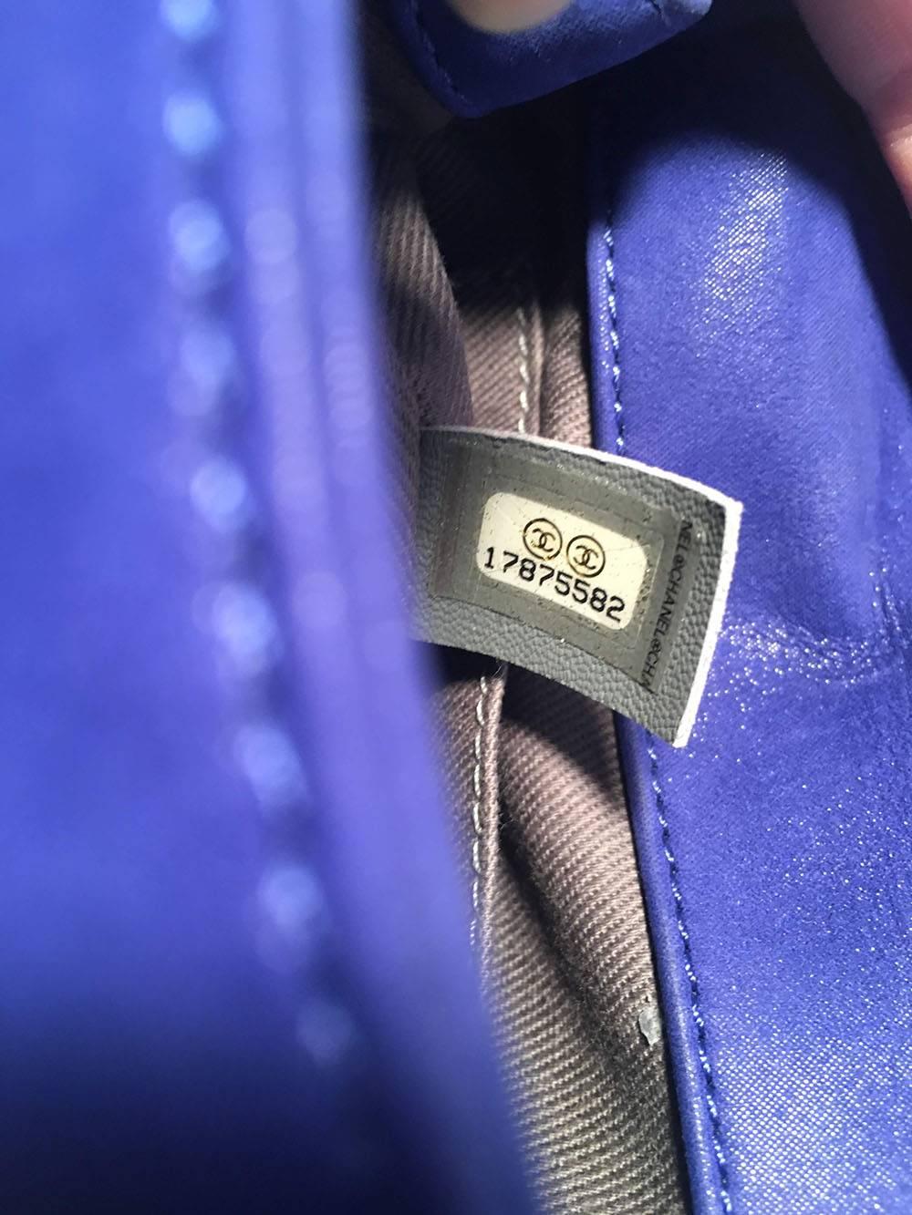 Chanel Electric Blue Topstitch Small Classic Flap Shoulder Bag  5