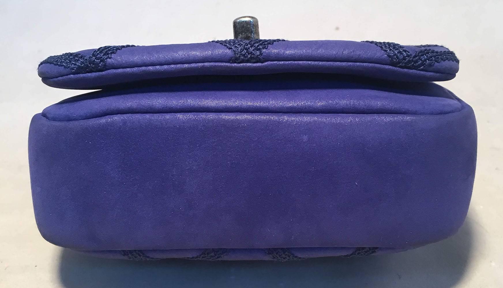 Chanel Electric Blue Topstitch Small Classic Flap Shoulder Bag  In Excellent Condition In Philadelphia, PA