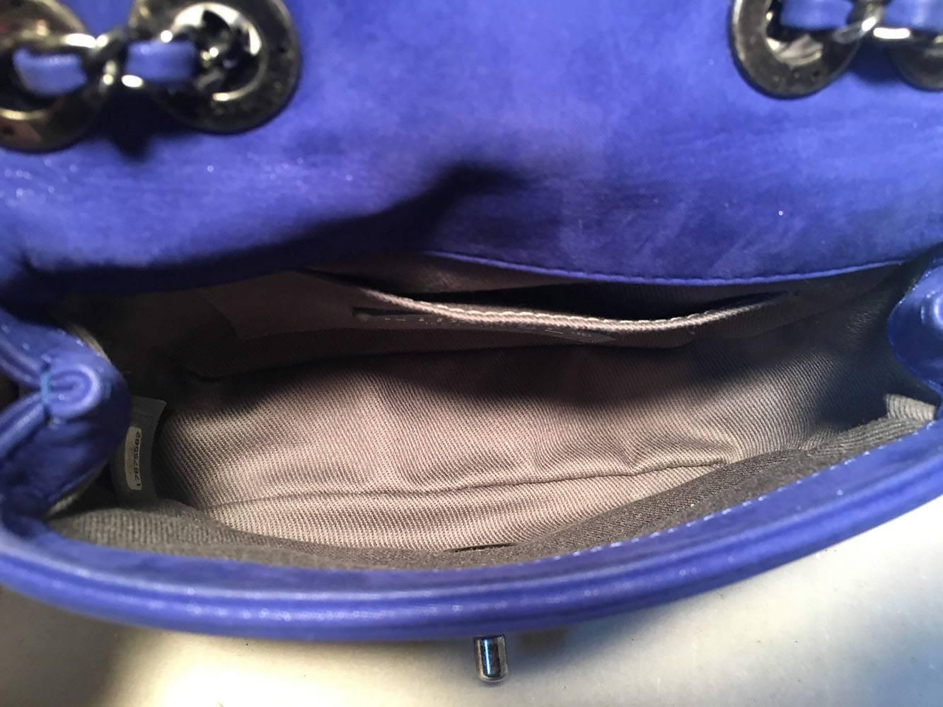 Chanel Electric Blue Topstitch Small Classic Flap Shoulder Bag  3
