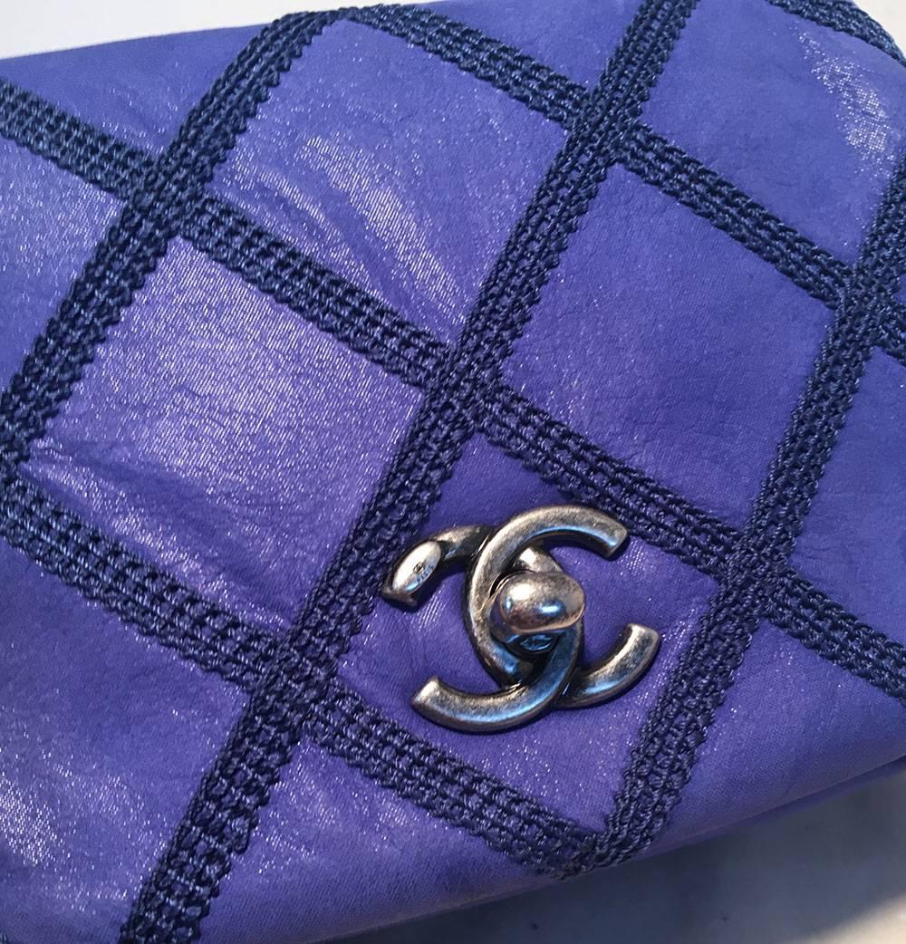Women's Chanel Electric Blue Topstitch Small Classic Flap Shoulder Bag 