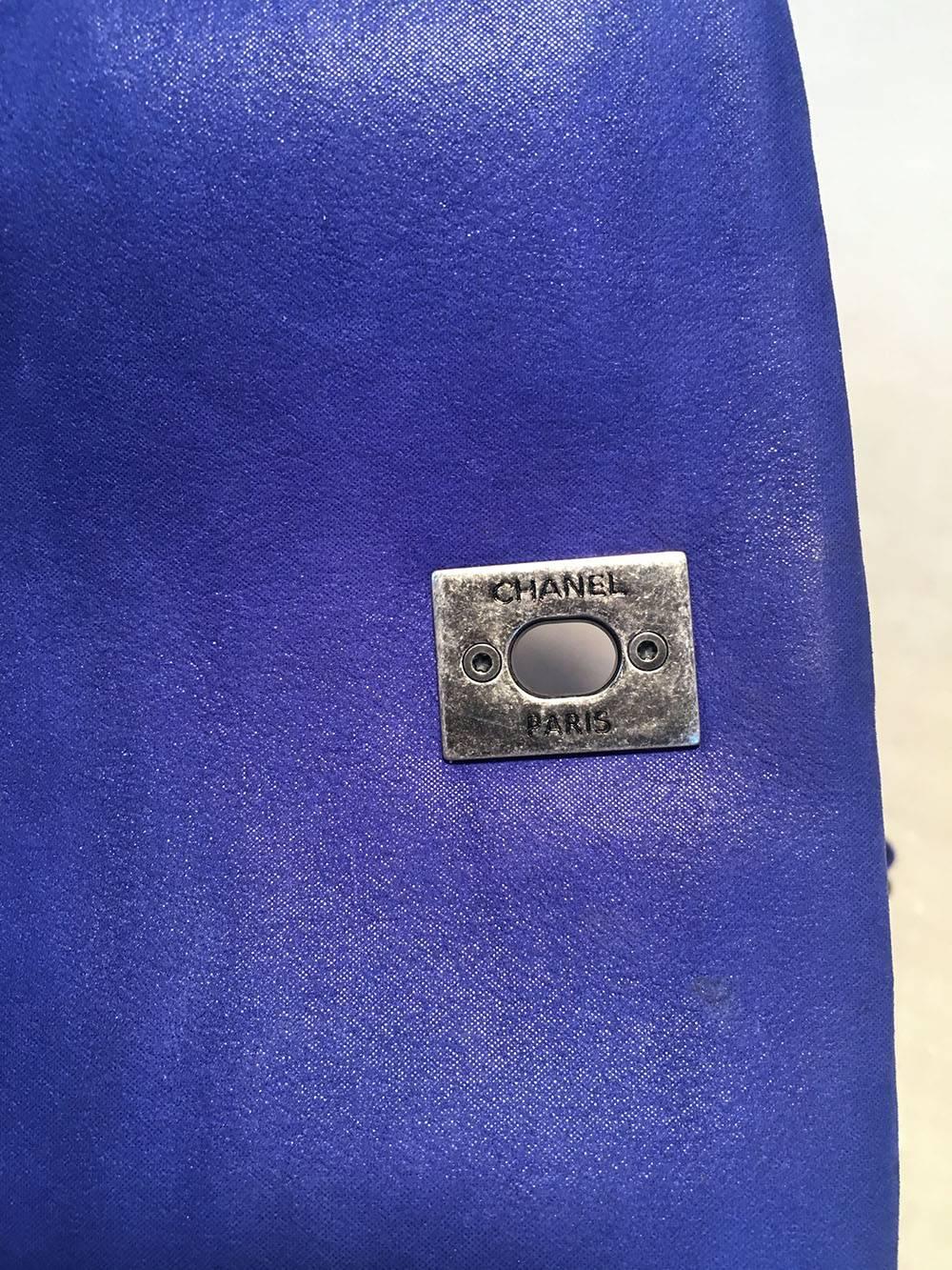 Chanel Electric Blue Topstitch Small Classic Flap Shoulder Bag  6
