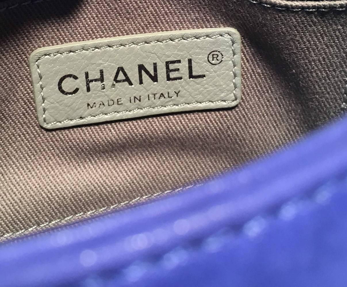 Chanel Electric Blue Topstitch Small Classic Flap Shoulder Bag  4