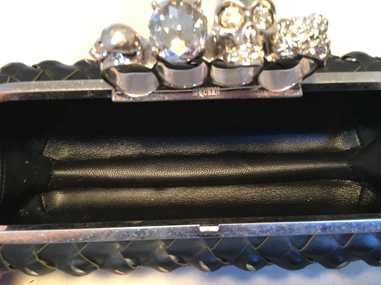 Alexander McQueen Woven Leather Studded Embellished Knuckle Clutch 1