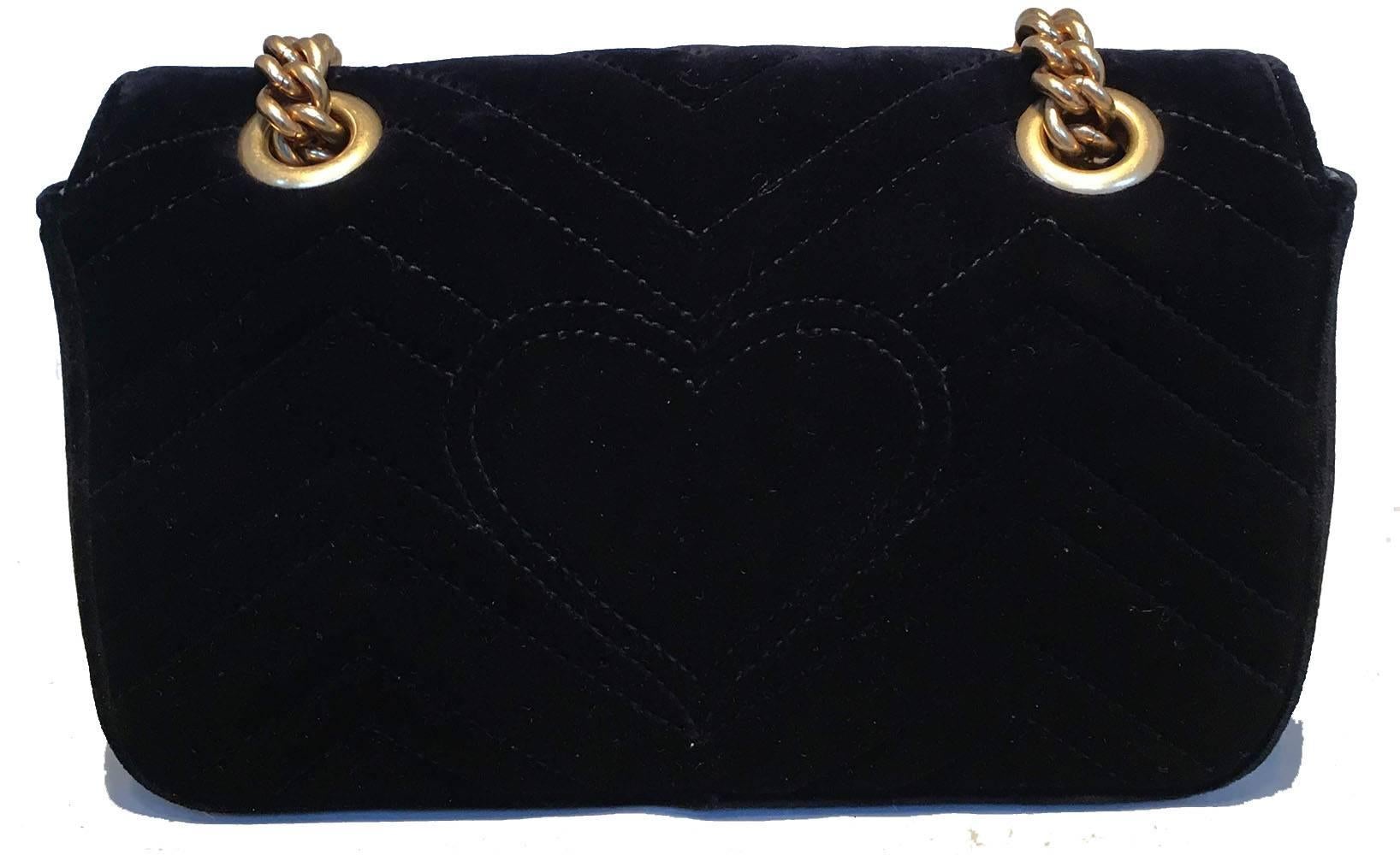 Gucci GG Marmont Mini Black Velvet Shoulder Bag 1