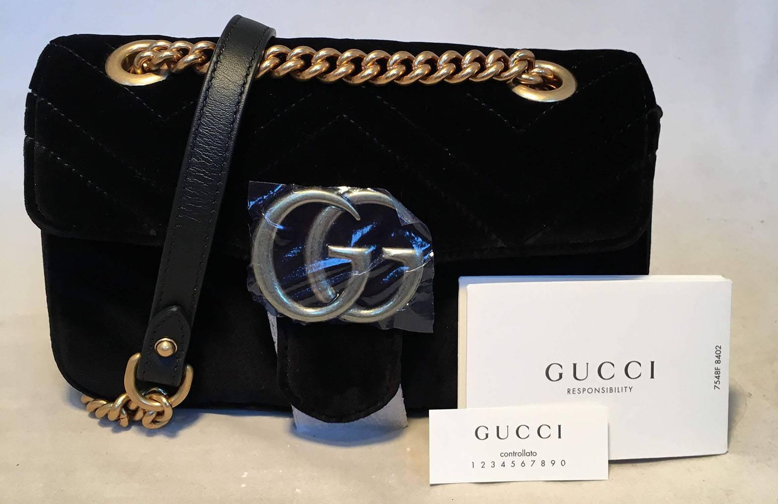 Gucci GG Marmont Mini Black Velvet Shoulder Bag 7
