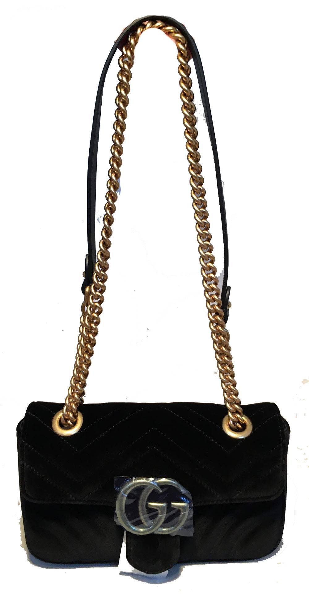 Gucci GG Marmont Mini Black Velvet Shoulder Bag 8