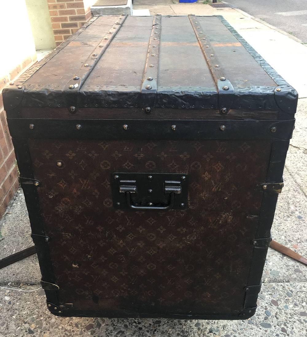 LOUIS VUITTON Antique Steamer Trunk with Orange Green Stripe c1900 2