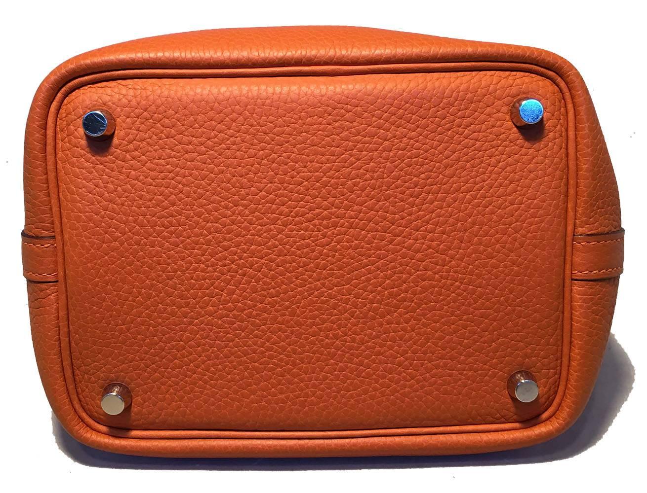 Women's Hermes Orange Clemence Leather Picotin PM Handbag