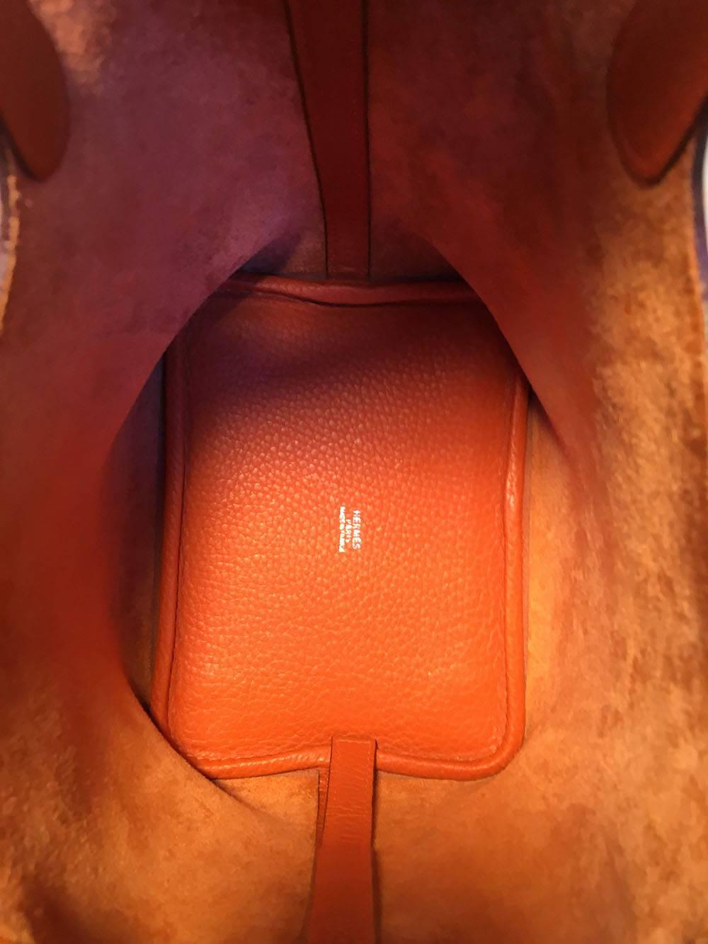 Hermes Orange Clemence Leather Picotin PM Handbag 1