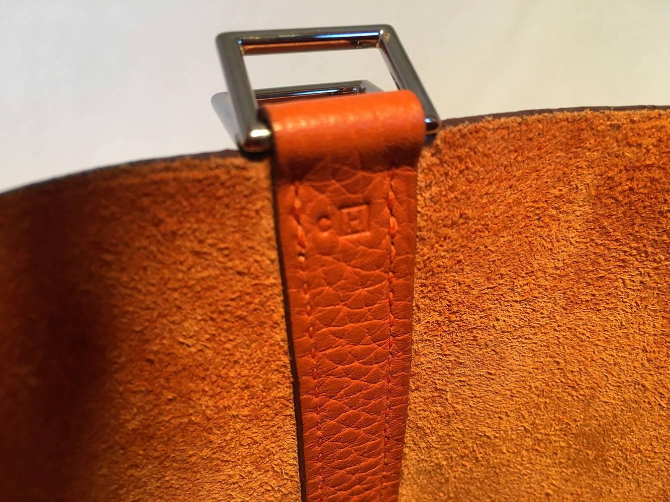 Hermes Orange Clemence Leather Picotin PM Handbag 3