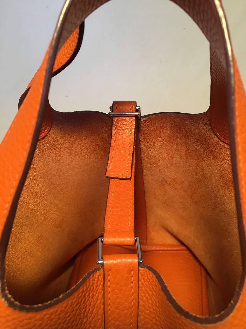 Hermes Orange Clemence Leather Picotin PM Handbag 4