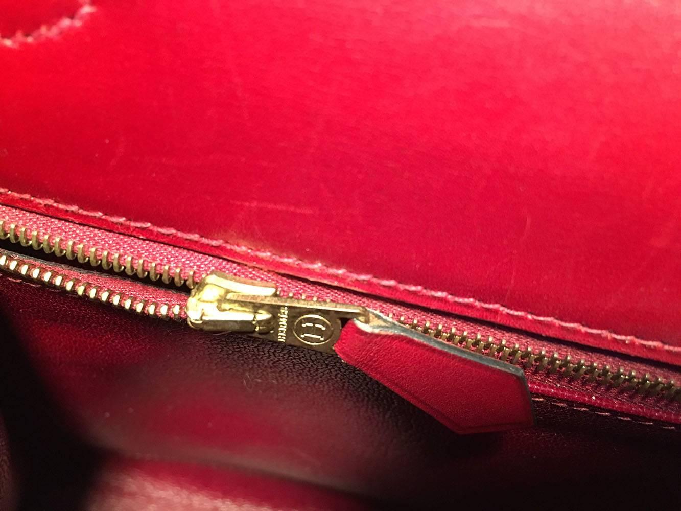 Hermes Vintage Rouge Box Calf 28cm Kelly Bag with Strap 2