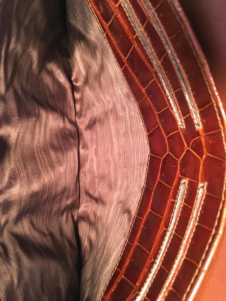 Colombo Vintage Tan Crocodile Portfolio Clutch For Sale at 1stDibs