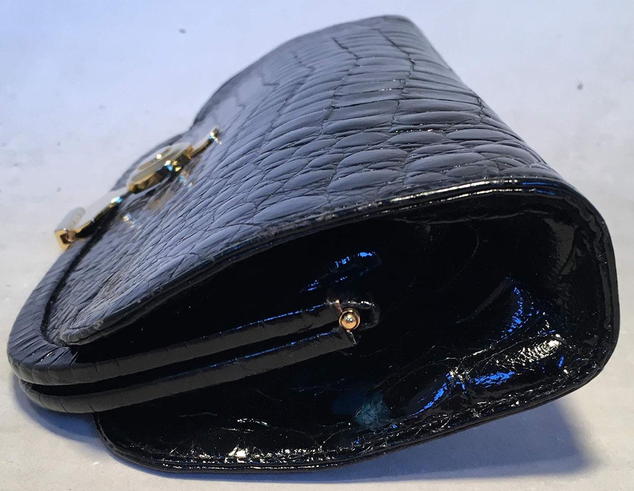 Vero Black Crocodile Vintage Italian Clutch  In Excellent Condition In Philadelphia, PA