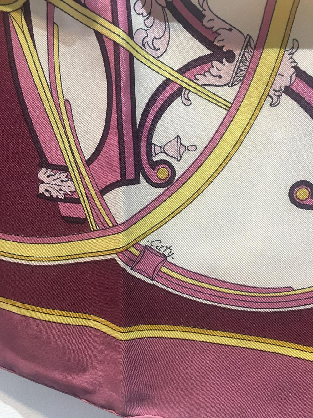 Hermes Vintage Washington's Carriage Silk Scarf in Rose c1970s In Excellent Condition In Philadelphia, PA
