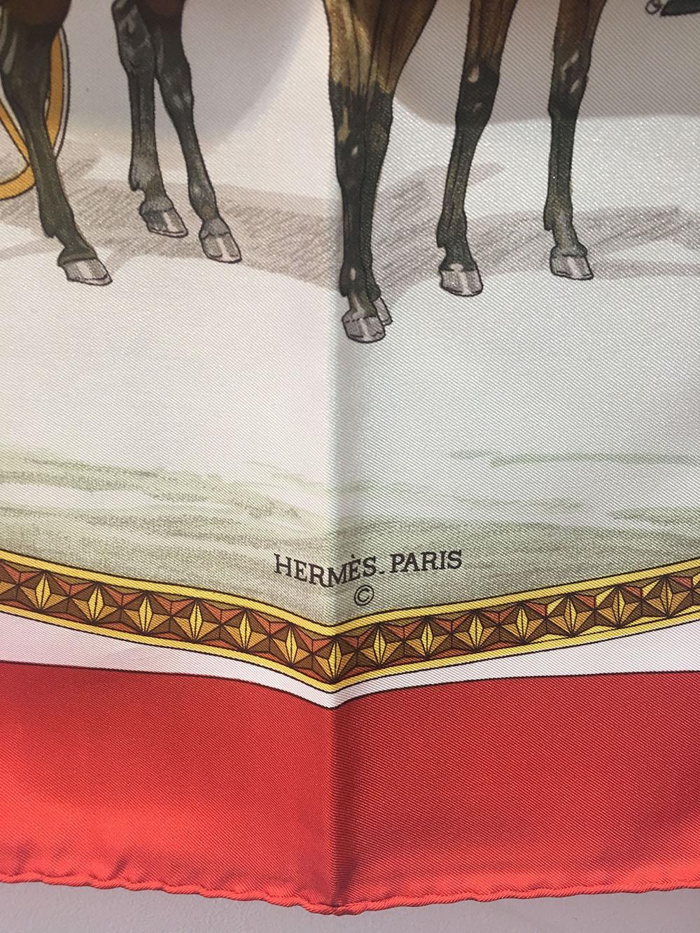 Hermes Vintage On Epsom Downs Silk Scarf, circa 1970s in Red 2