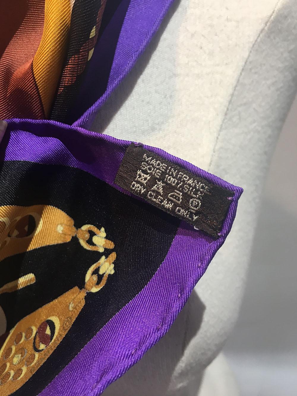 Hermes Vintage Purples and Gold Spinnaker Silk Scarf, circa 1980s 3