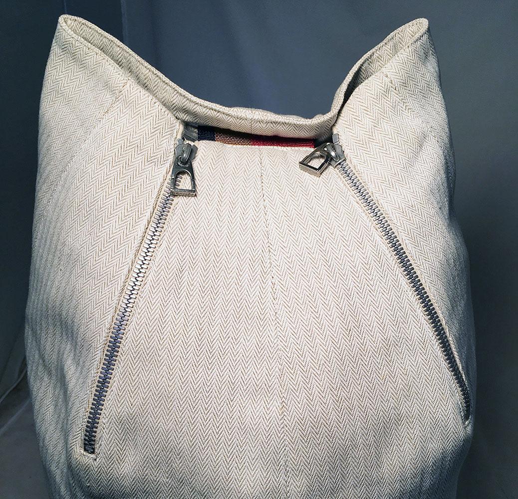 Women's or Men's Hermes Herringbone Canvas Sling Backpack Shoulder Bag