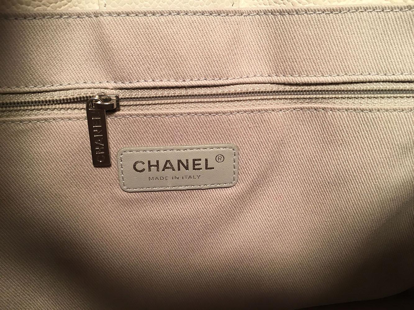 Chanel White Glazed Leather Deauville Shopping Bag Tote 5