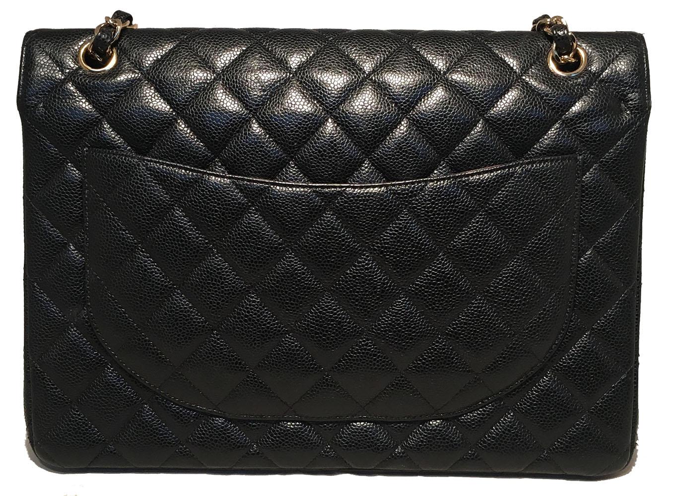 Chanel Black Quilted Caviar 2.55 Double Flap Classic Shoulder Bag  In Excellent Condition In Philadelphia, PA