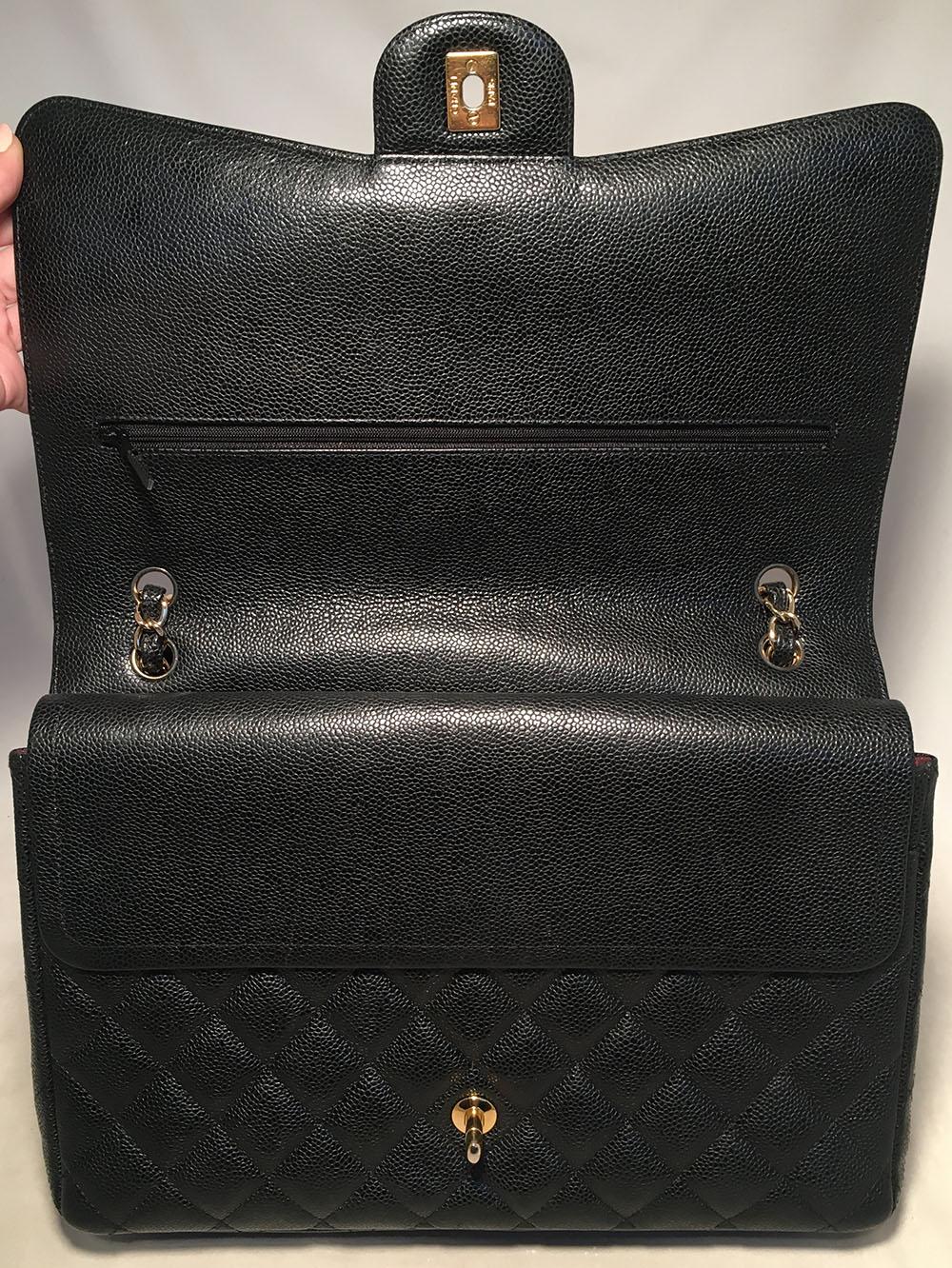 Chanel Black Quilted Caviar 2.55 Double Flap Classic Shoulder Bag  2