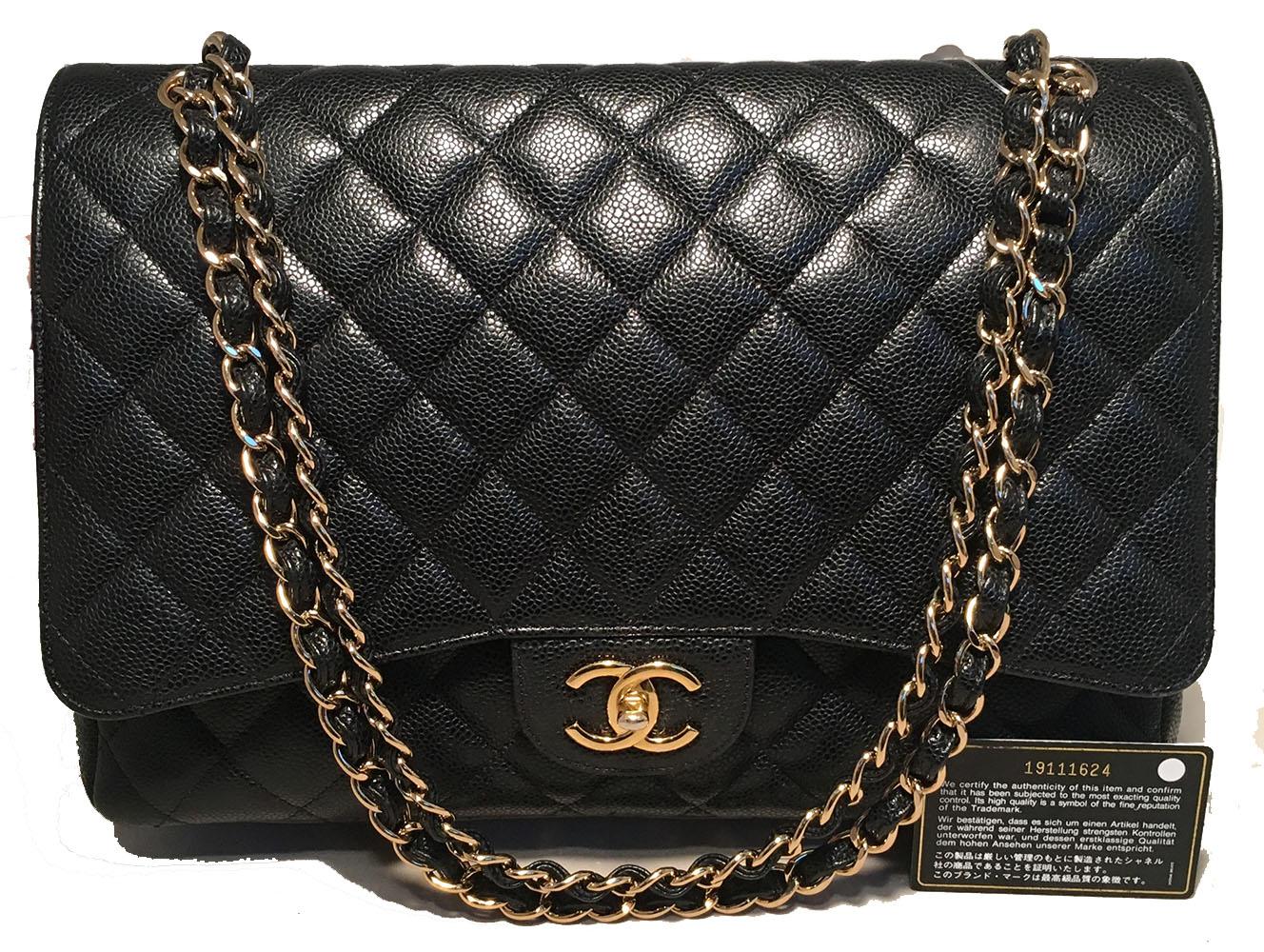 Chanel Black Quilted Caviar 2.55 Double Flap Classic Shoulder Bag  8