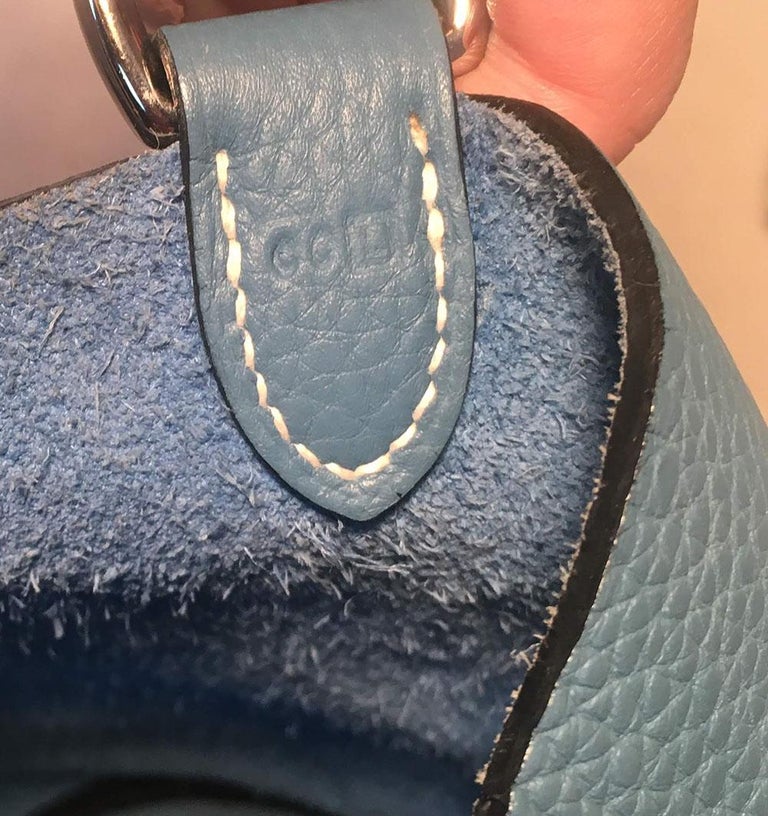 Hermes Mangeoire Blue Jean Taurillon Clemence Leather Rope Handle Bucket Bag For Sale 3