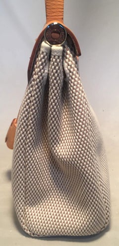 Hermes Tan Beige Woven Canvas Herbag PM Shoulder Bag Tote