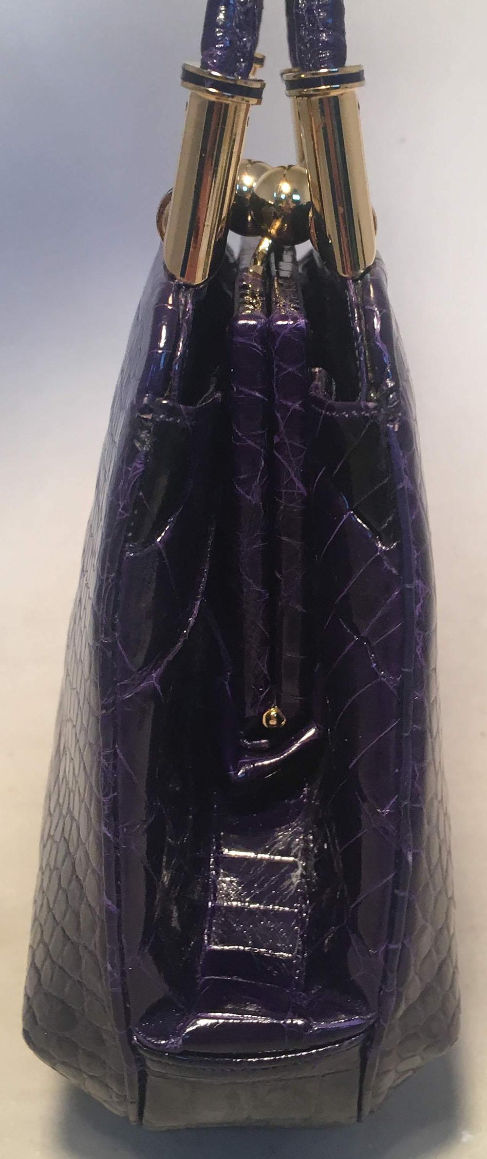Black Judith Leiber Dark Purple Alligator Shoulder Bag