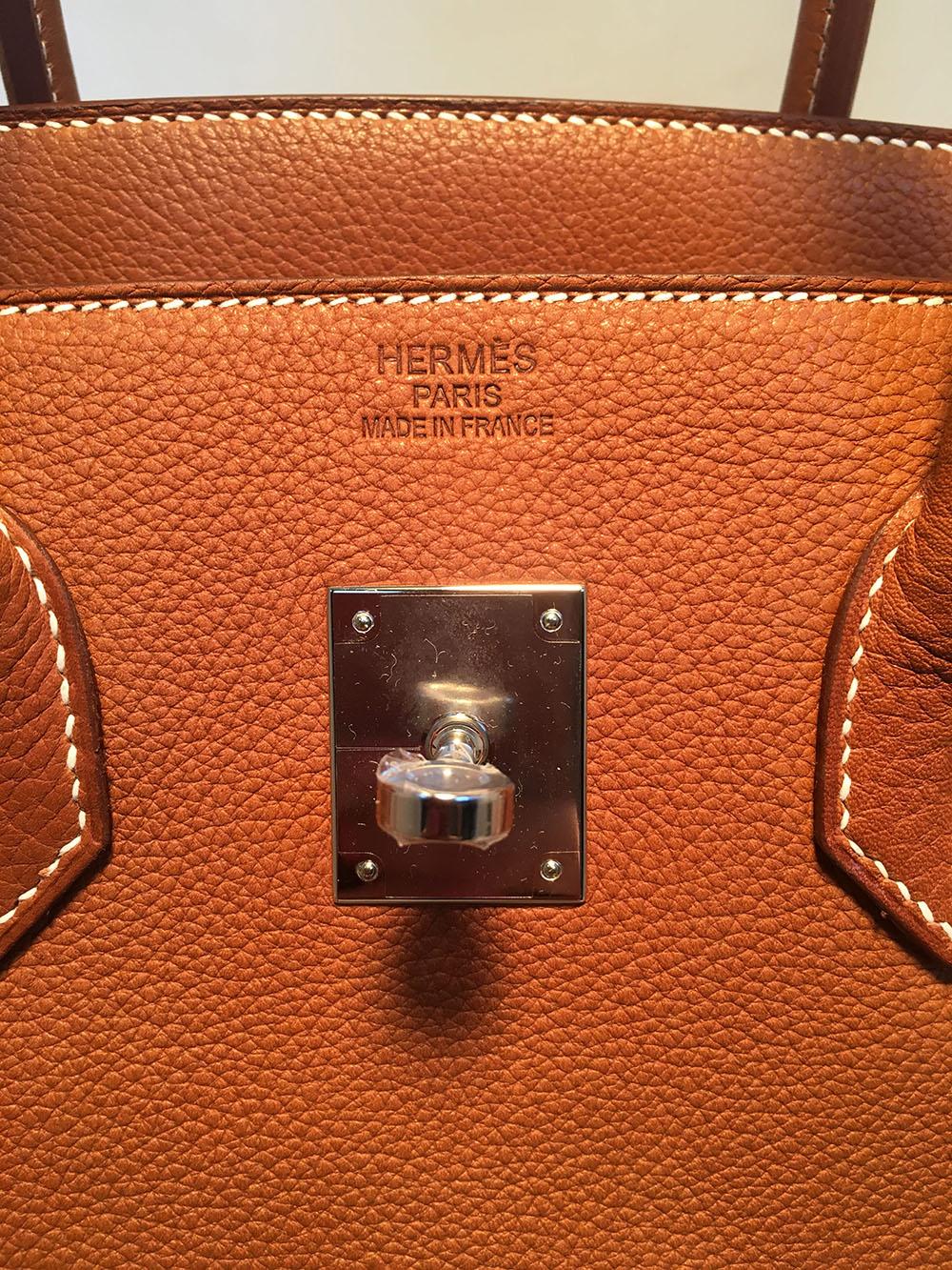 Hermes 35cm Tan Barenia Faubourg Leather Birkin Bag, 2018  1