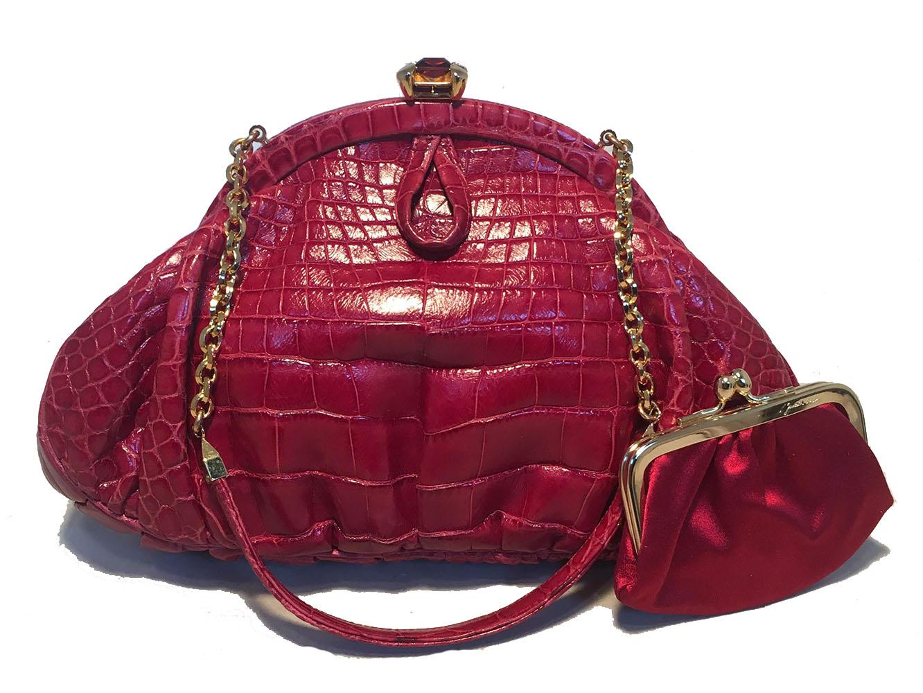 Women's Judith Leiber Small Red Alligator Handbag For Sale