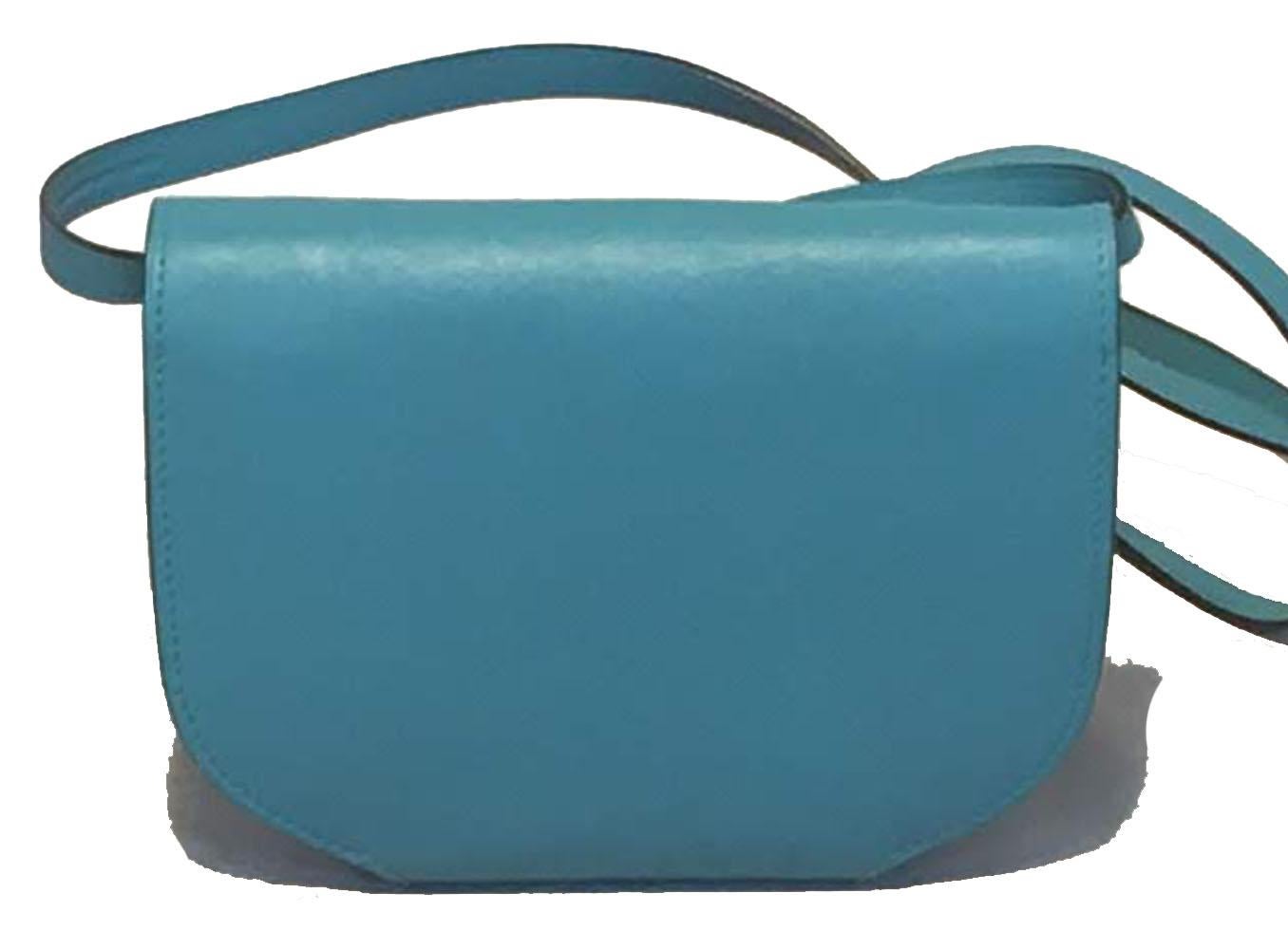 NWOT Hermes Teal Swift Leder Convoyeur Mini Messenger Crossbody Umhängetasche (Blau) im Angebot