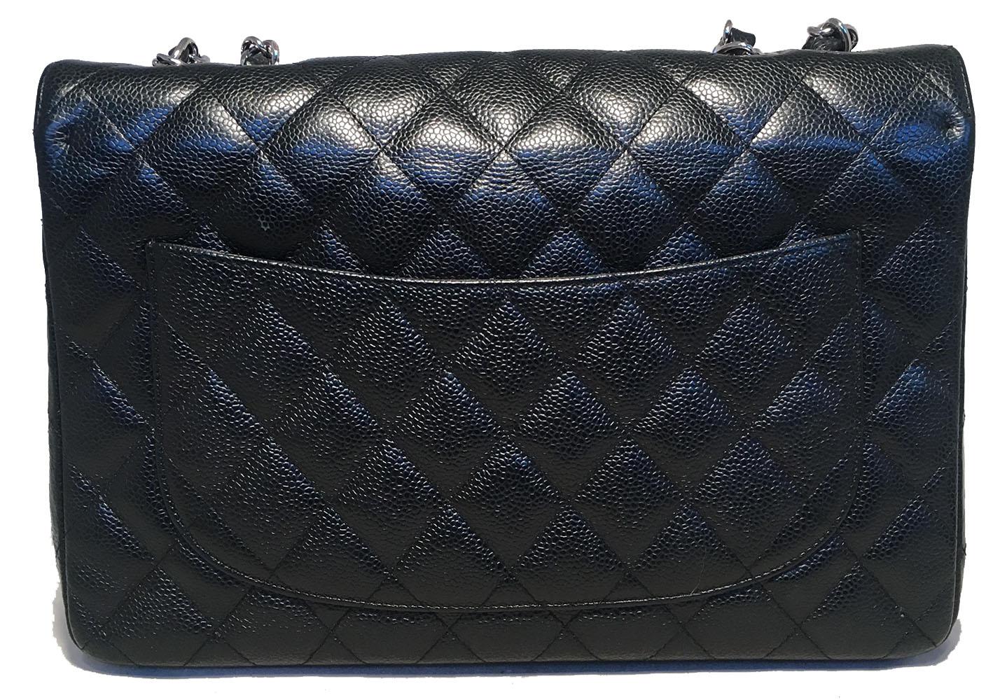 Chanel Black Caviar Jumbo Single Flap Classic Shoulder Bag  In Excellent Condition In Philadelphia, PA