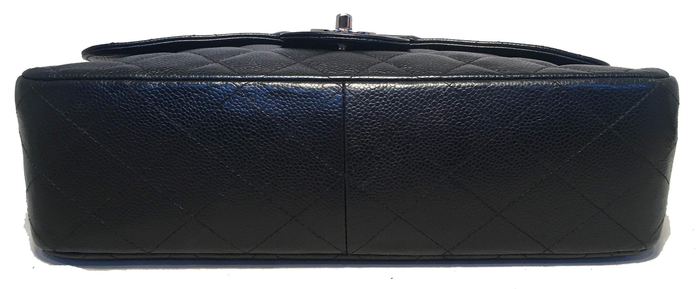 Women's Chanel Black Caviar Jumbo Single Flap Classic Shoulder Bag 