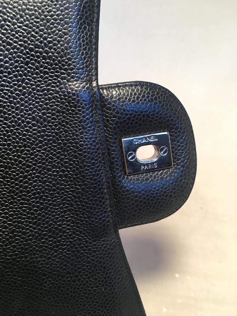 Chanel Black Caviar Jumbo Single Flap Classic Shoulder Bag  2