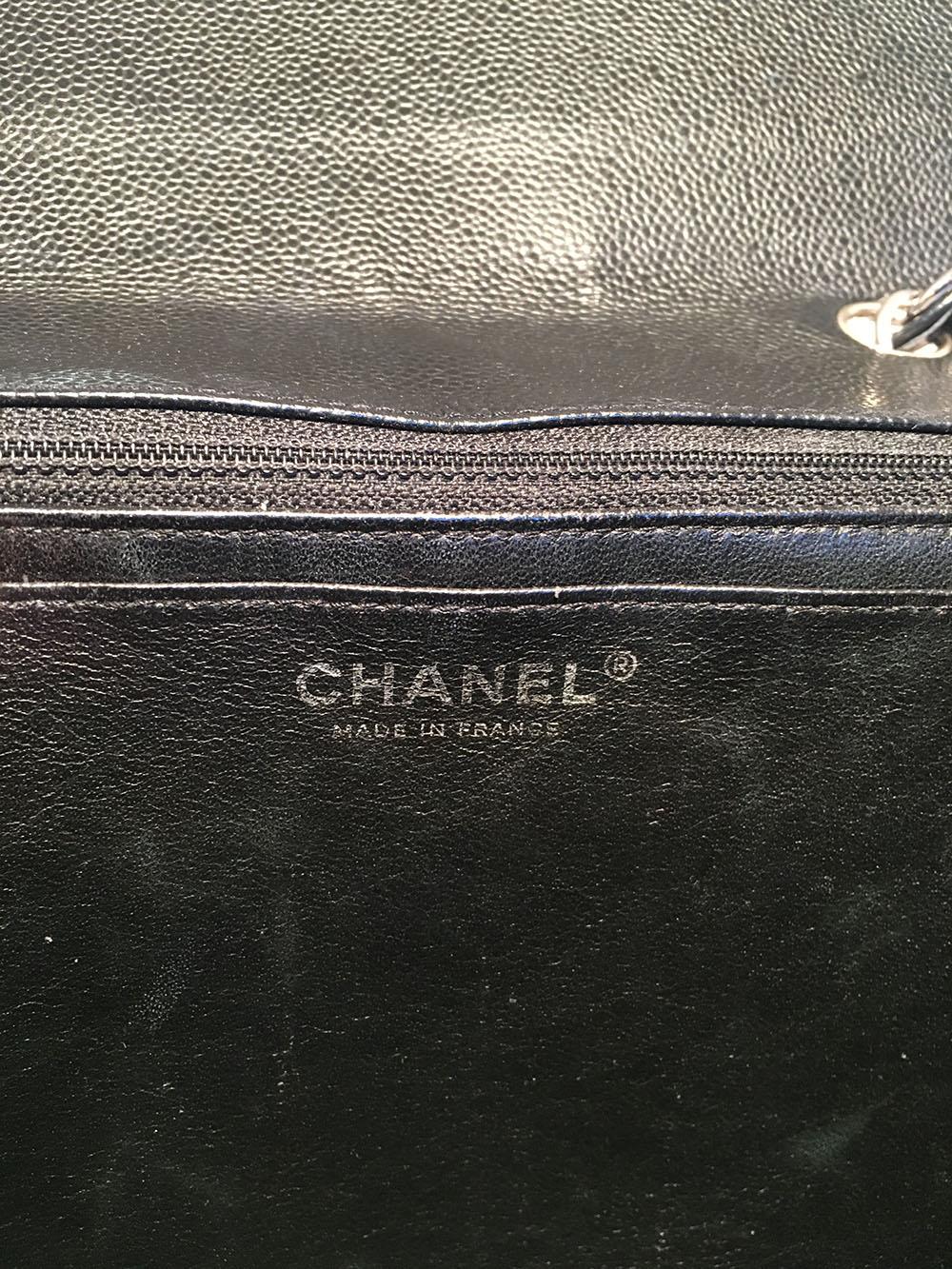 Chanel Black Caviar Jumbo Single Flap Classic Shoulder Bag  3