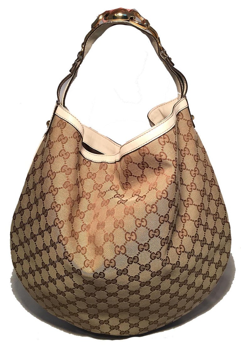 Gucci 1990s Monogram GG Hobo Canvas Shoulder Bag · INTO