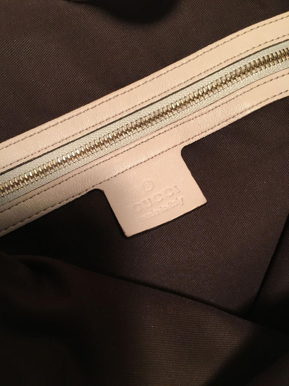 Gucci GG Monogram Canvas and Beige Leather Hobo Shoulder Bag  1